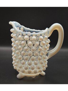 Antique 1890s Beatty, A.J. and Sons #100 Opalescent Hobnail Pitcher, Creamer